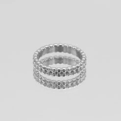 Aiza Beaded Band Ring -Prya Store Aizaring silver 1