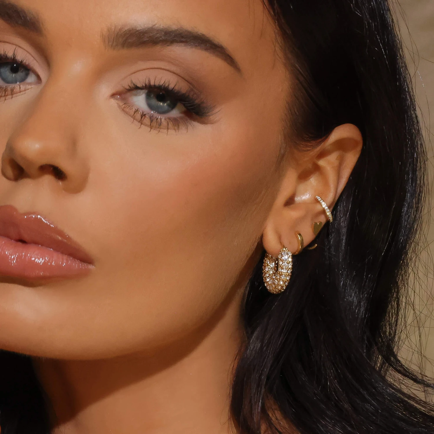 Amiya CZ Hoop Earrings 2 Amiya CZ Hoop Earrings - Image 2