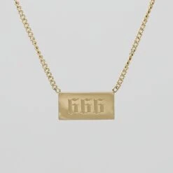 Angel Number Tablet Necklace -Prya Store AngelNumberPlateNecklace 666 01 PRYA