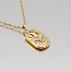 Zodiac Tarot Card Necklace -Prya Store AriesZodiacTarotCardNecklace Gold 02 PRYA