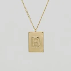 Athena Initial Tablet Necklace -Prya Store AthenaInitialTabletNecklace B 01 PRYA