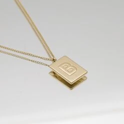 Athena Initial Tablet Necklace -Prya Store AthenaInitialTabletNecklace B 02 PRYA