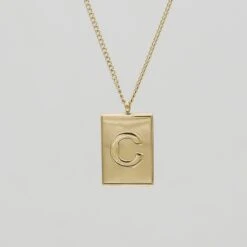 Athena Initial Tablet Necklace -Prya Store AthenaInitialTabletNecklace C 01 PRYA