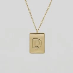 Athena Initial Tablet Necklace -Prya Store AthenaInitialTabletNecklace D 01 PRYA