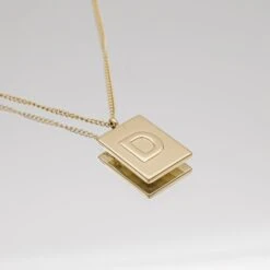 Athena Initial Tablet Necklace -Prya Store AthenaInitialTabletNecklace D 02 PRYA