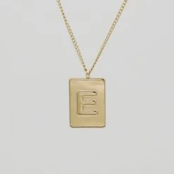 Athena Initial Tablet Necklace -Prya Store AthenaInitialTabletNecklace E 01 PRYA
