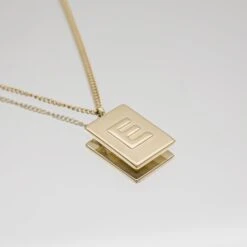 Athena Initial Tablet Necklace -Prya Store AthenaInitialTabletNecklace E 02 PRYA