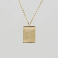 Athena Initial Tablet Necklace -Prya Store AthenaInitialTabletNecklace F 01 PRYA