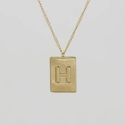 Athena Initial Tablet Necklace -Prya Store AthenaInitialTabletNecklace H 01 PRYA