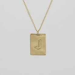 Athena Initial Tablet Necklace -Prya Store AthenaInitialTabletNecklace J 01 PRYA