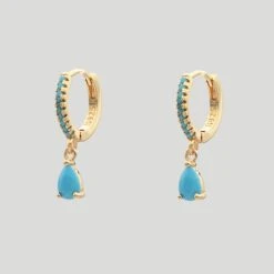 Aurora Gemstone Huggie Earrings -Prya Store Aurora Gemstone Huggie Earrings Aqua PRYA