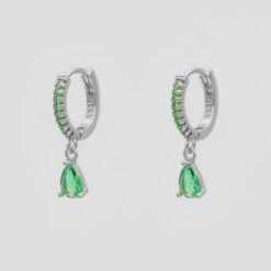 Aurora Gemstone Huggie Earrings -Prya Store AurorahuggiesEarrings Studio Green 01 PRYA 2