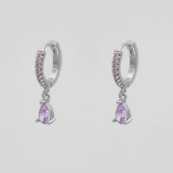 Aurora Gemstone Huggie Earrings -Prya Store AurorahuggiesEarrings Studio Purple 01 PRYA 2