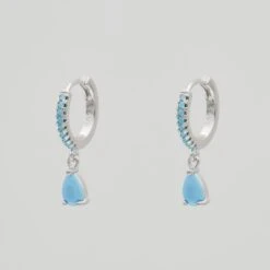 Aurora Gemstone Huggie Earrings -Prya Store AurorahuggiesEarrings Studio Silver Blue 01 PRYA