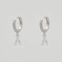 Aurora Gemstone Huggie Earrings -Prya Store AurorahuggiesEarrings Studio Silver clear 01 PRYA