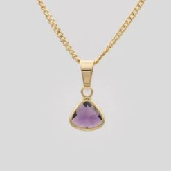 Birthstone Pendant Necklace -Prya Store BirthstoneNecklace Amethyst 01 PRYA 2
