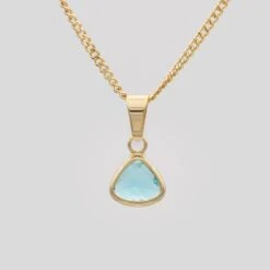 Birthstone Pendant Necklace -Prya Store BirthstoneNecklace Aquamarine 01 PRYA 2