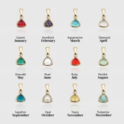 Kayla Initial & Birthstone Necklace -Prya Store BirthstonePendantGuide