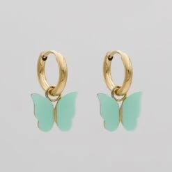 Butterfly Huggie Earrings -Prya Store ButterFlyHuggies Aqua 02 PRYA