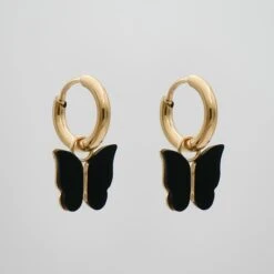 Butterfly Huggie Earrings -Prya Store ButterFlyHuggies Black 02 PRYA