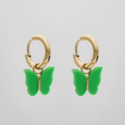 Butterfly Huggie Earrings -Prya Store ButterFlyHuggies Green 02 PRYA