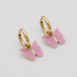 Butterfly Huggie Earrings -Prya Store ButterFlyHuggies Pink 01 PRYA
