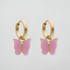 Butterfly Huggie Earrings -Prya Store ButterFlyHuggies Pink 02 PRYA