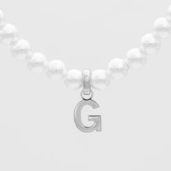 Classic Pearl Initial Necklace -Prya Store ClassicPearlInitialNecklace 11 2