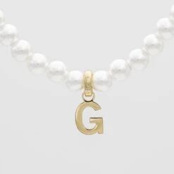 Classic Pearl Initial Necklace -Prya Store ClassicPearlInitialNecklace 11