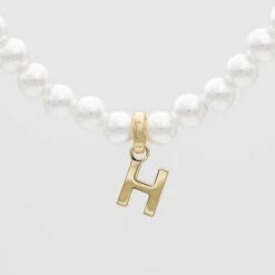 Classic Pearl Initial Necklace -Prya Store ClassicPearlInitialNecklace 12