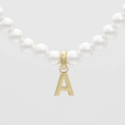 Classic Pearl Initial Bracelet -Prya Store ClassicPearlInitialNecklace 1 d2cd2774 af43 4788 afc5 809a33256b70
