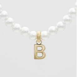 Classic Pearl Initial Necklace -Prya Store ClassicPearlInitialNecklace 2