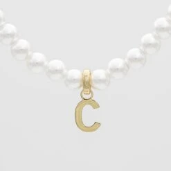 Classic Pearl Initial Necklace -Prya Store ClassicPearlInitialNecklace 7