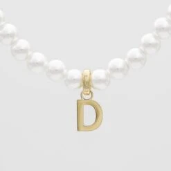 Classic Pearl Initial Necklace -Prya Store ClassicPearlInitialNecklace 8