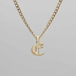 Cubana Initial Necklace 33 Cubana Initial Necklace -Prya Store Cubana initial necklace gold E compressed