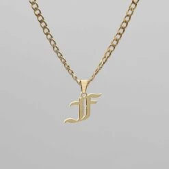 Cubana Initial Necklace 34 Cubana Initial Necklace -Prya Store Cubana initial necklace gold F compressed