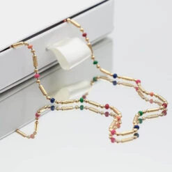 Elsie Rainbow Bead Necklace 7 Elsie Rainbow Bead Necklace -Prya Store ElsieNecklace gold PRYA 3 2 1