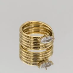 Emilia Double Band Stone Ring -Prya Store Emiliaring1 gold PRYA