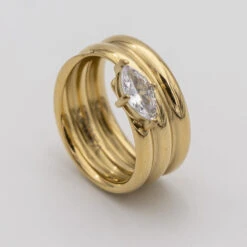 Emilia Double Band Stone Ring -Prya Store Emiliaring3 gold PRYA