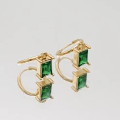 Erin Gem Earrings -Prya Store ErinEarrings Gold Green 3 PRYA