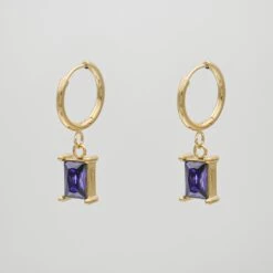 Erin Gem Earrings -Prya Store ErinEarrings Gold Purple 3 PRYA