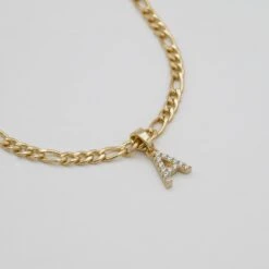ICY Initial Necklace | Figaro 22 ICY Initial Necklace | Figaro -Prya Store FigaroPendantChain 03 PRYA