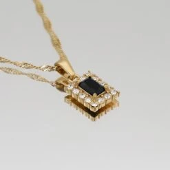 Gaia Gemstone Tablet Necklace -Prya Store GaiaGemstoneNecklace Onyx 02 PRYA