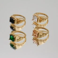 Hana Gemstone Signet Ring -Prya Store HanaSignetRing Studio Gold 02 PRYA