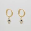 Hand Of Hamsa Huggie Earrings