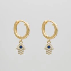 Hand Of Hamsa Huggie Earrings