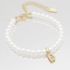 ICY Pearl Initial Bracelet -Prya Store ICYPearlInitialAnklet B 01 PRYA