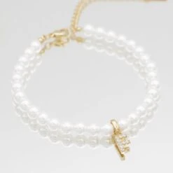 ICY Pearl Initial Bracelet -Prya Store ICYPearlInitialAnklet F 01 PRYA