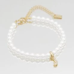 ICY Pearl Initial Bracelet -Prya Store ICYPearlInitialAnklet J 01 PRYA