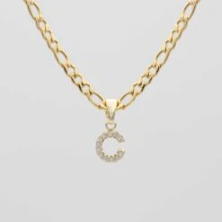 ICY Initial Necklace | Figaro 24 ICY Initial Necklace | Figaro -Prya Store ICY Initial Necklace Figaro C gold PRYA